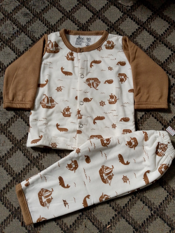 Brown Boat All Over Winter Shirt & Trouser Infant