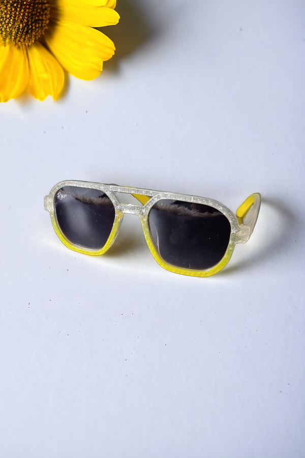 Sparkle Yellow Aviator Kids Sunglasses