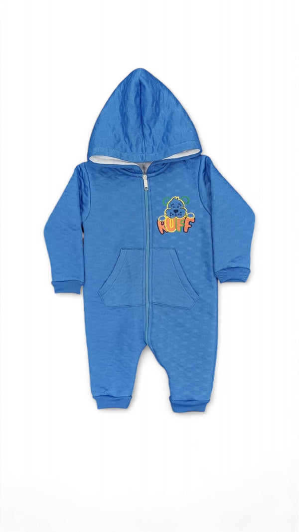 RUFF Embossed Fleece Blue Romper Infant