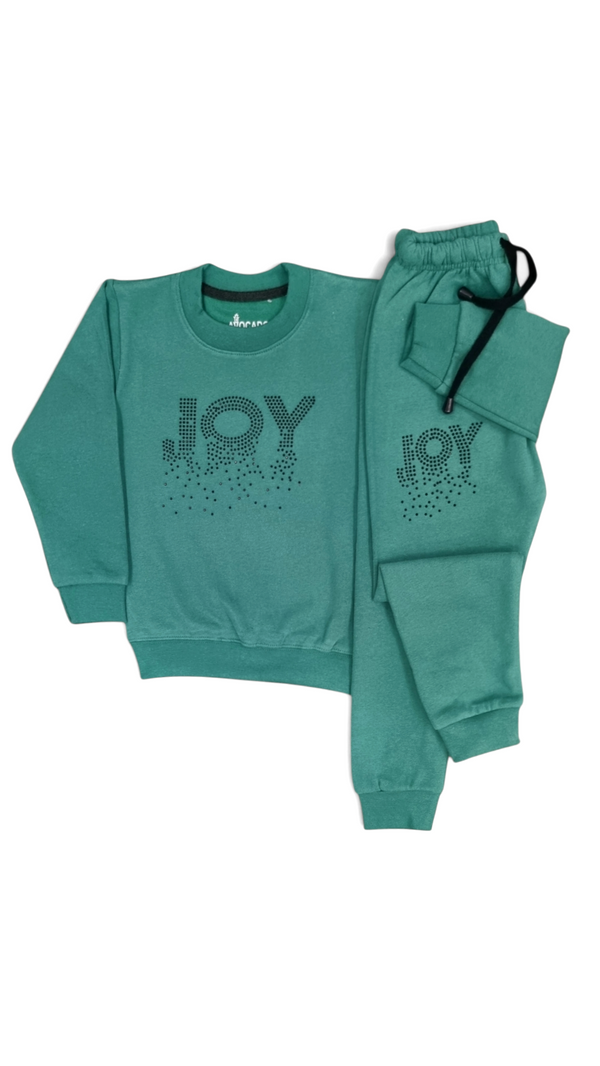 Green Joy Embellished Fleece Tracksuit