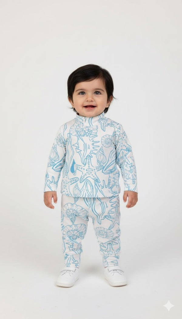 Ocean Shell Mock Neck Shirt & Tights Infant