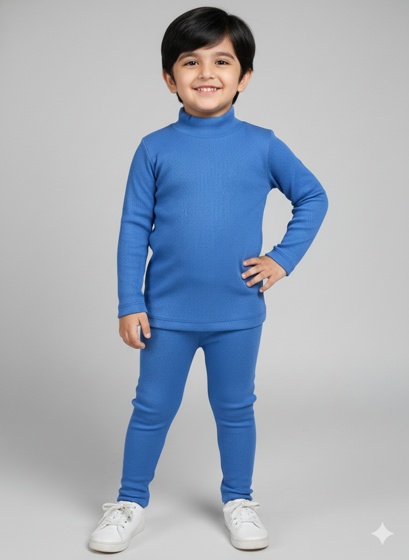 Blue Frost Ribbed Mock Neck Set Infant