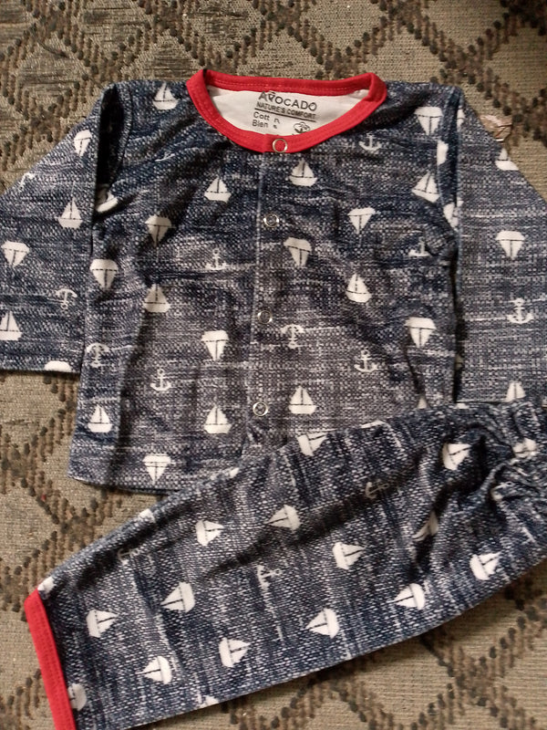 Boat All Over Blue Winter Shirt & Trouser Infant