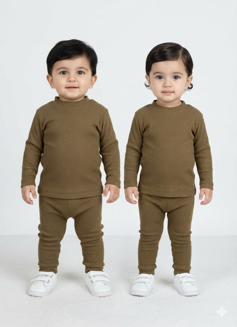 Camel Waffle Knit Sweat Set Infant
