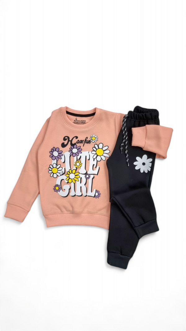 Cute Girl Fleece Sweatshirt & Trouser