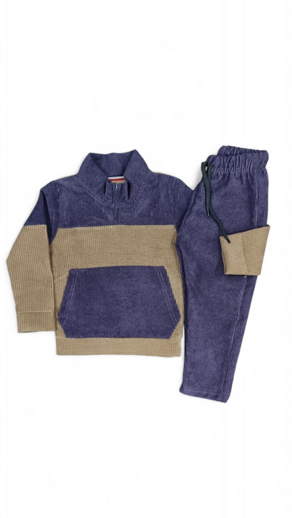 Two Tone Corduroy Fleece Tracksuit