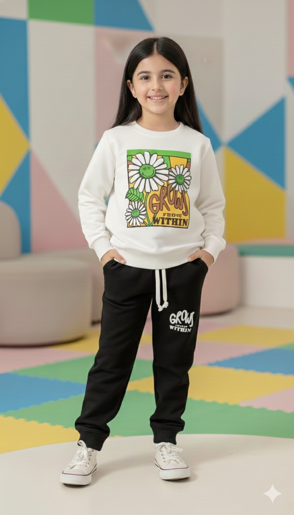 Positivity Grows Printed Fleece Sweatshirt & Trouser