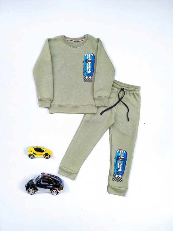 Fast Racing Front Back Print Winter Fleece With Trouser