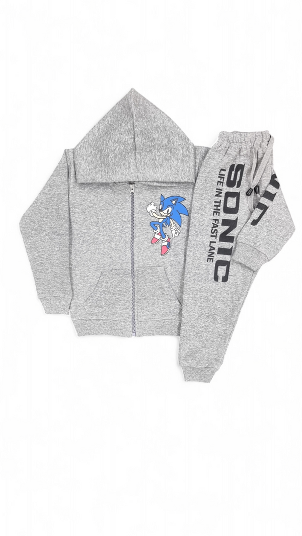 Sonic Fast Lane Charcoal Fleece Hoodie & Trouser