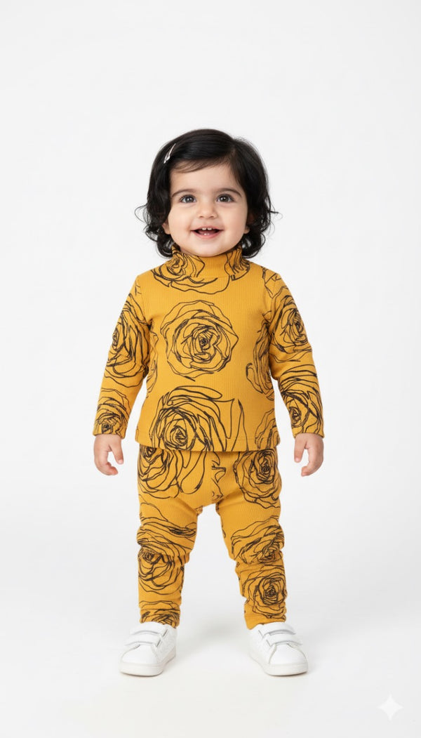Rose Line Mock Neck Shirt & Tights Infant