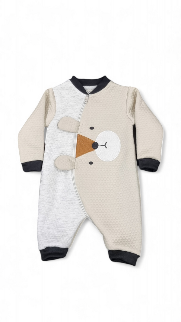 Snuggly Bear Quilted Skin/Black Winter Romper