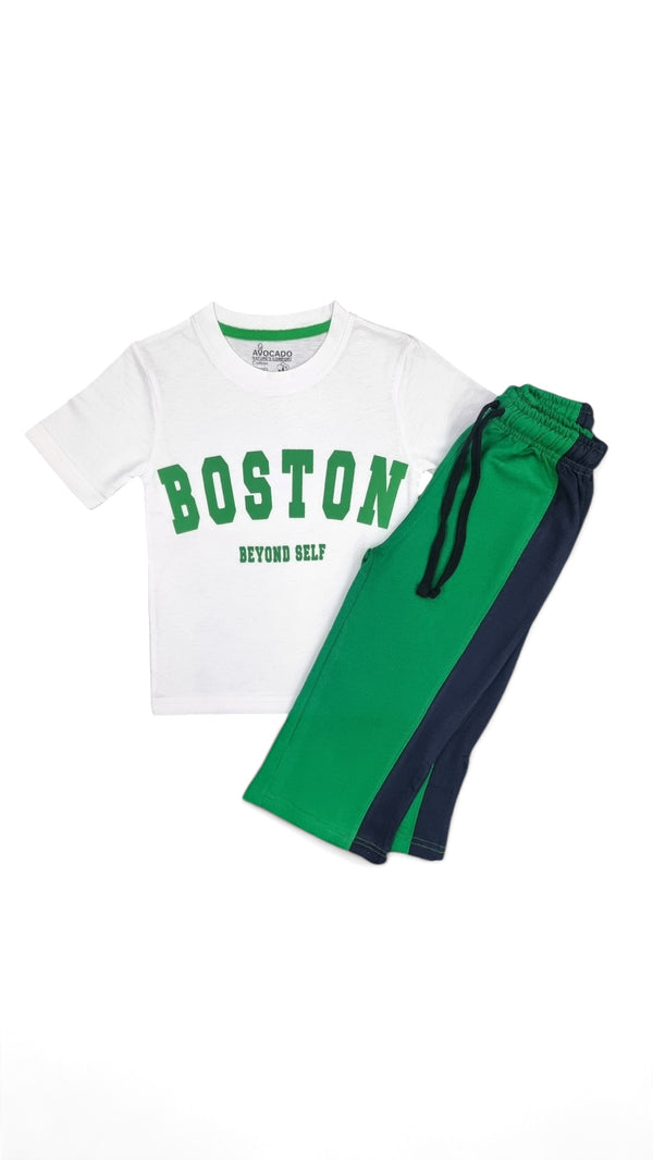 Boston Tee & Navy Panel Straight Terry Trouser