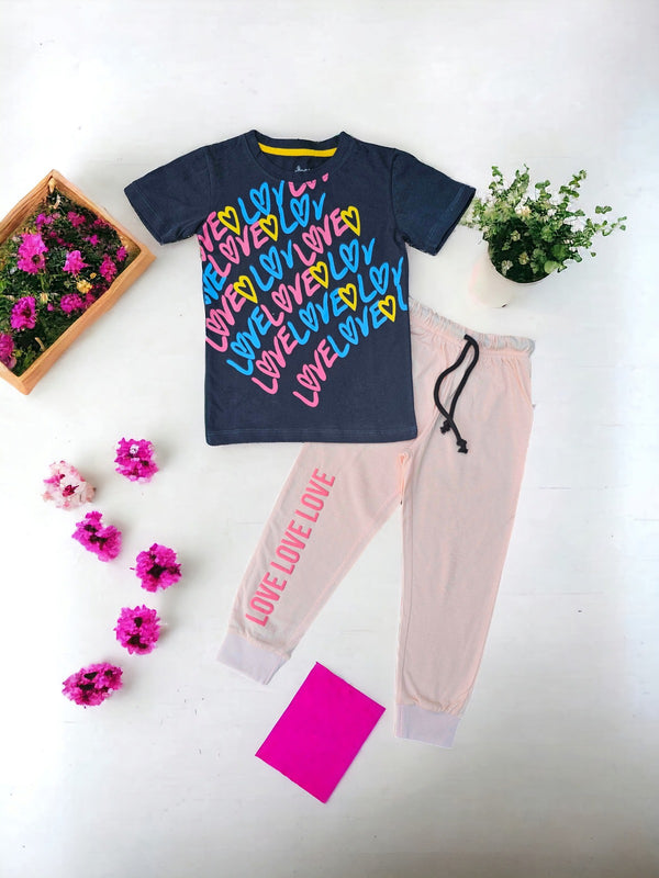 Love Heart Printed Tee and Trouser
