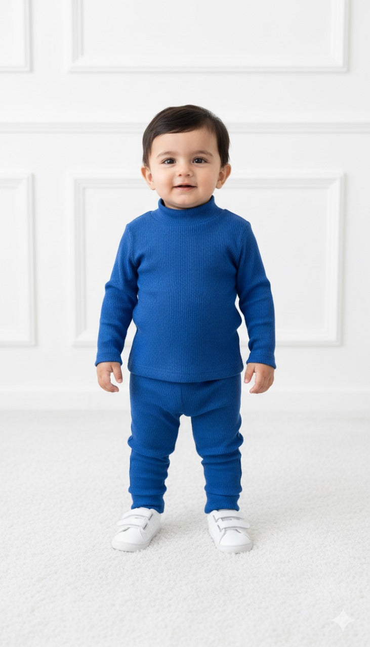 Royal Blue Ribbed Mock Neck Set Infant
