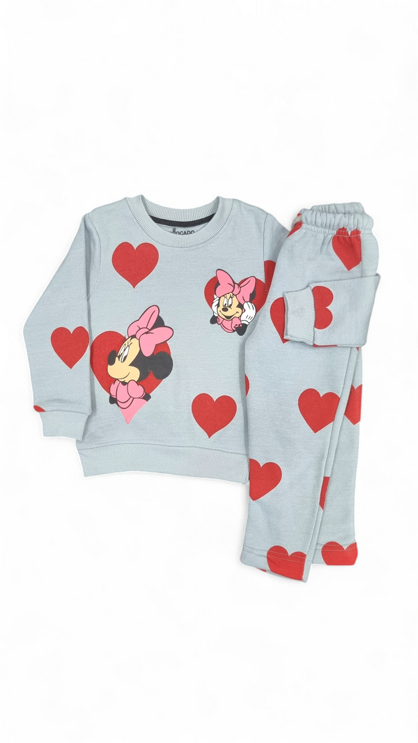 Charming Minnie Mouse & Hearts Fleece Sweatshirt & Trouser