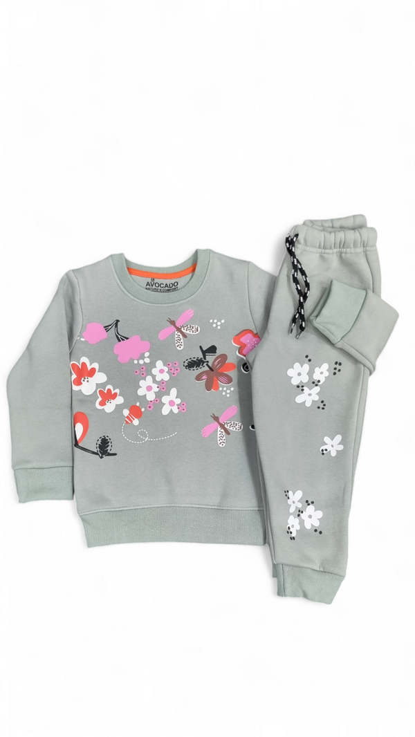 Floral Butterfly Fleece Sweatshirt & Trouser