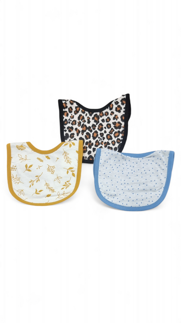 Pack of 3 Cheetah Print Feeding Bibs