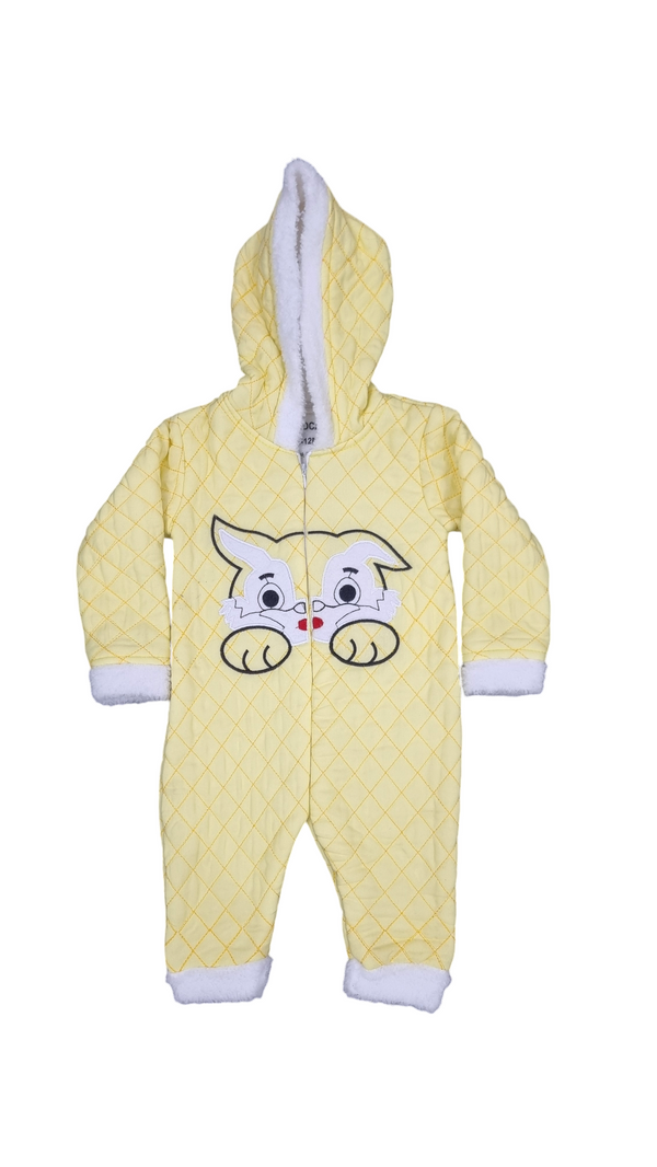 Warm Kitty Quilted Yellow Embossed Romper