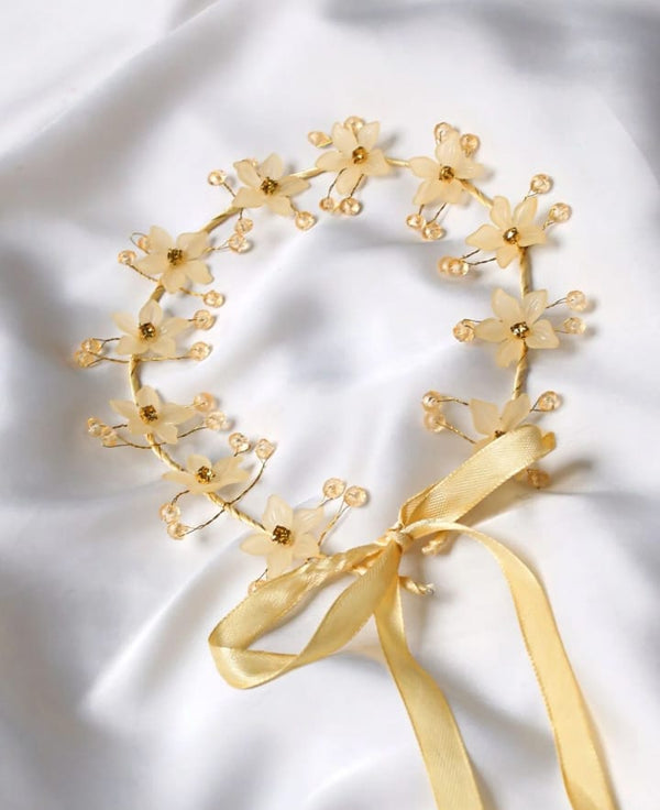 Floral Pearl Caramel Hairband