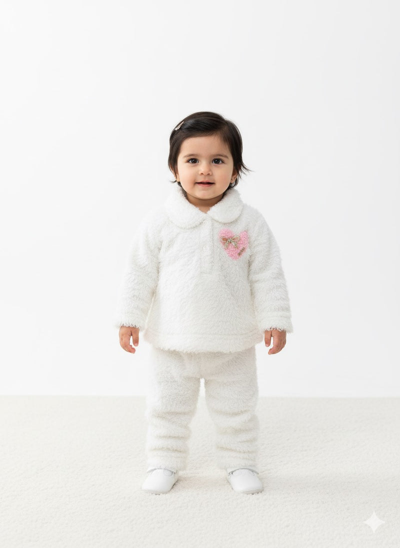 Plush Herringbone Mickey Logo Fleece White Infant Pair
