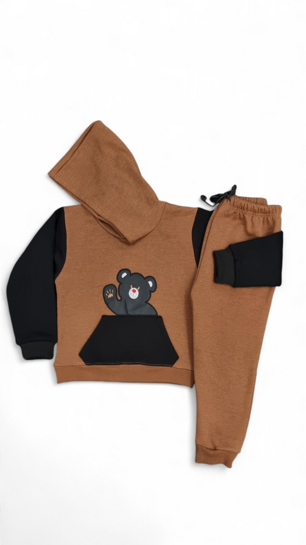 Black Pooh Bear Premium Fleece Hoodie & Trouser