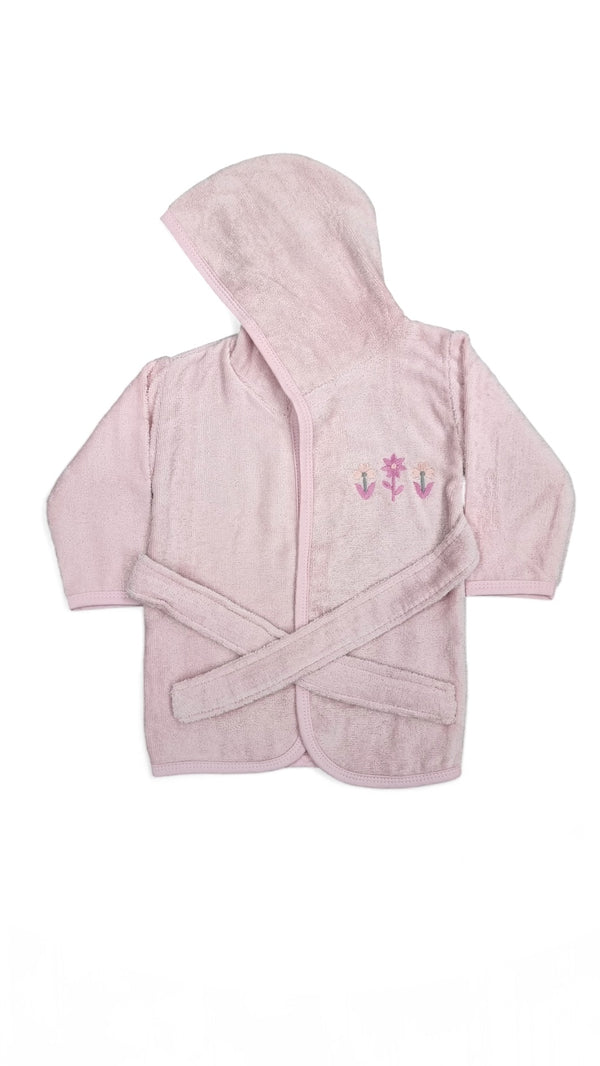 Baby Pink Flowers Fleece Bathrobe