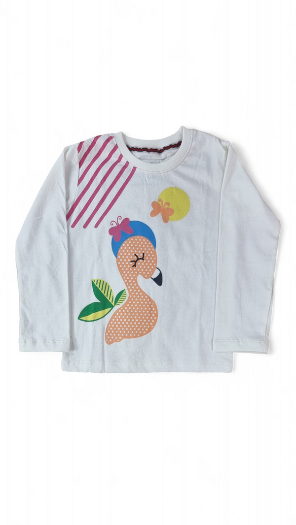 Girls Flamingo Graphic Long Sleeve Tee