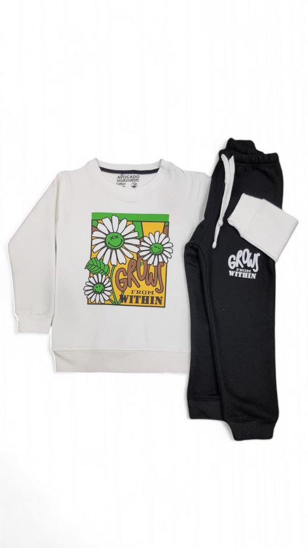 Positivity Grows Printed Fleece Sweatshirt & Trouser