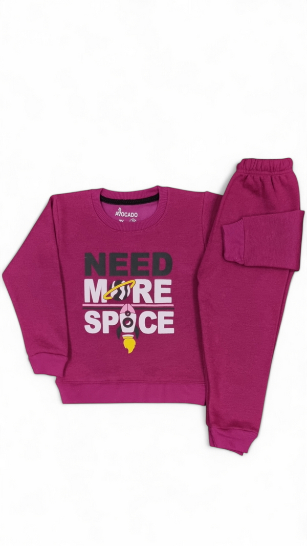 Need More Space Deep Pink Fleece Sweatshirt & Trouser