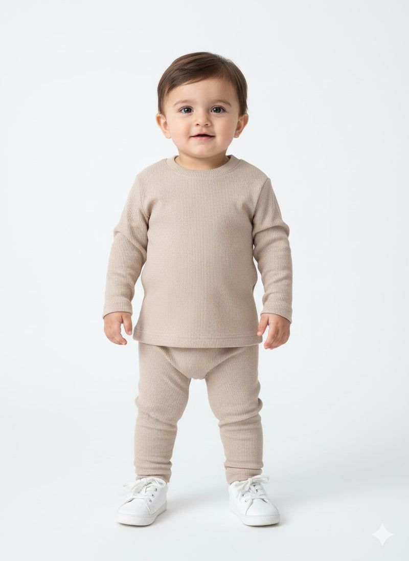 Cream Waffle Knit Sweat Set Infant