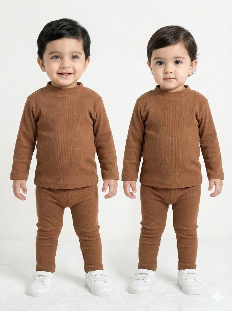 Light Brown Waffle Knit Sweat Set Infant