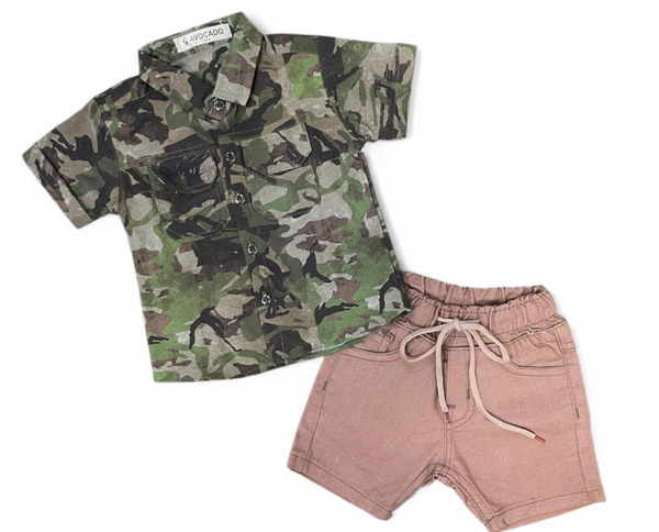 Little Ranger Shirt & Light Brown Denim Short
