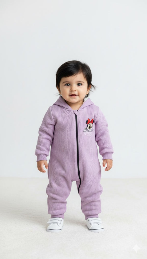 Lilac Minnie Hooded Fur Romper