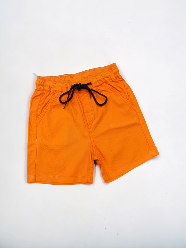 Orange Cotton Jeans Shorts