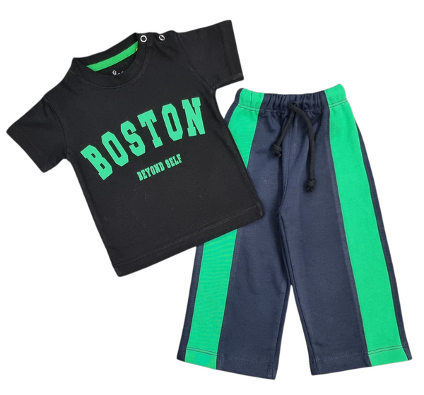 Boston Tee & Green Panel Straight Terry Trouser Infant