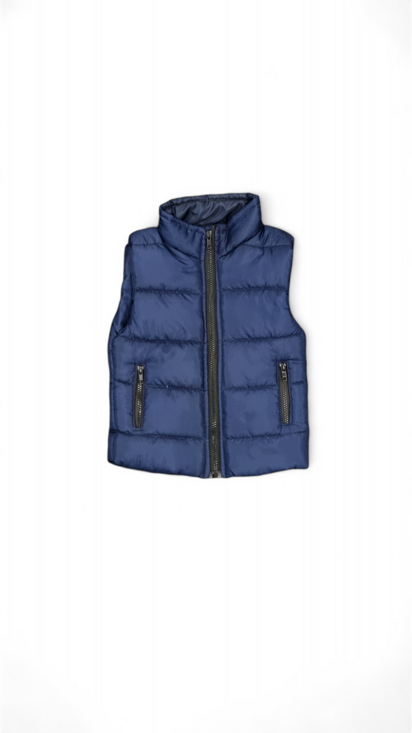 Navy Blue Sleeveless Puffer Jacket