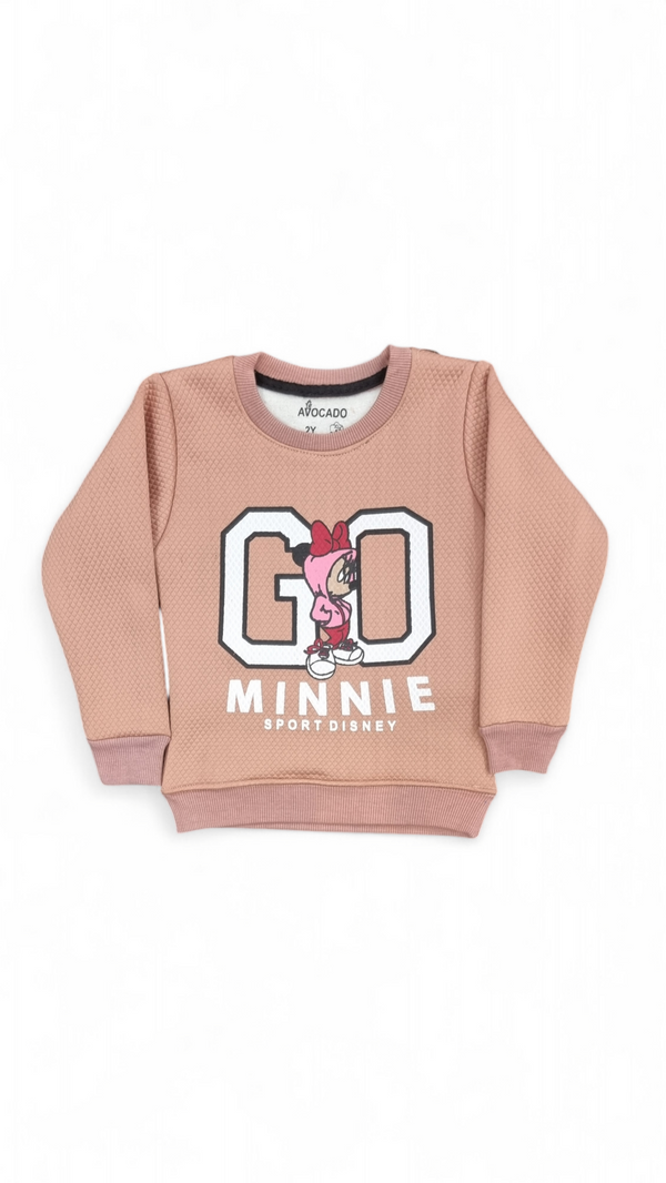 Go Minnie Peach Pink Embossed Fleece Sweatshirt