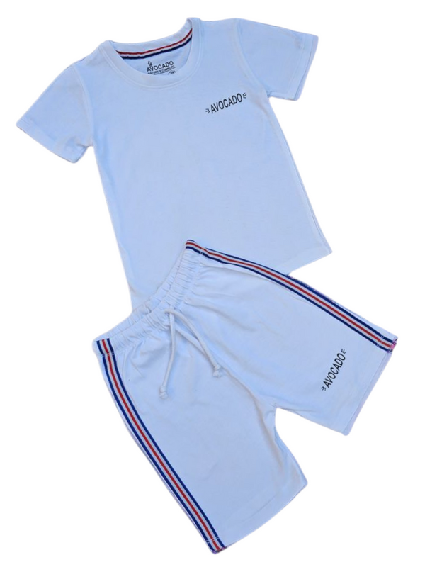 White Avocado Tri Striped T-Shirt & Short
