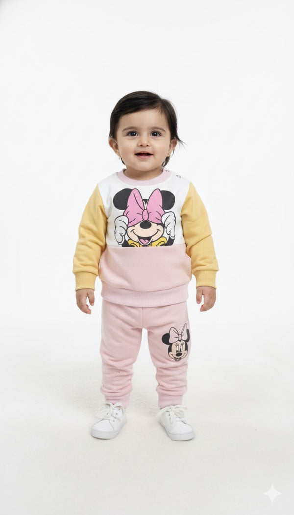 Peek-a-Bow Minnie Fleece Baby Pink Sweatshirt & Trouser Infant