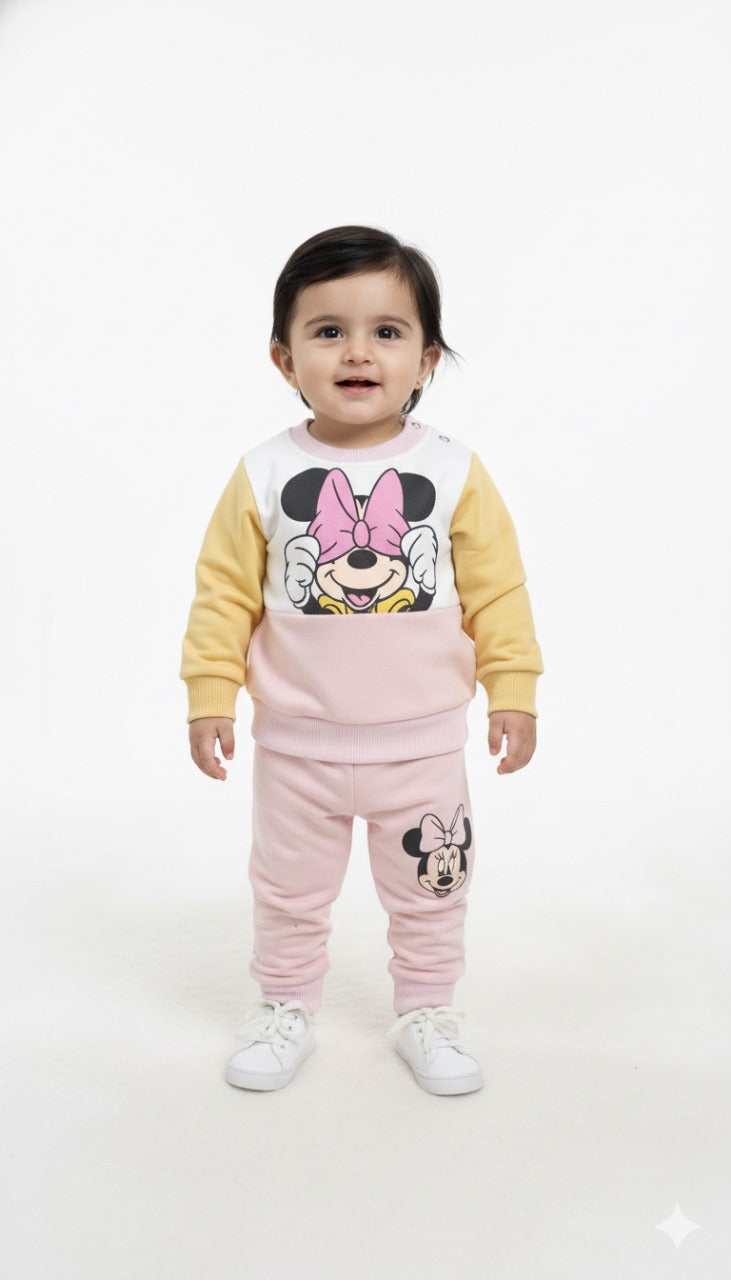 Peek-a-Bow Minnie Fleece Baby Pink Sweatshirt & Trouser Infant