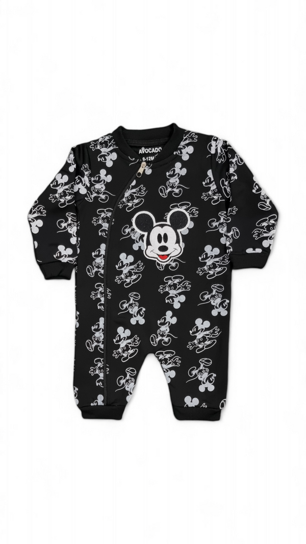 Mickey Mouse All Over Black Winter Romper