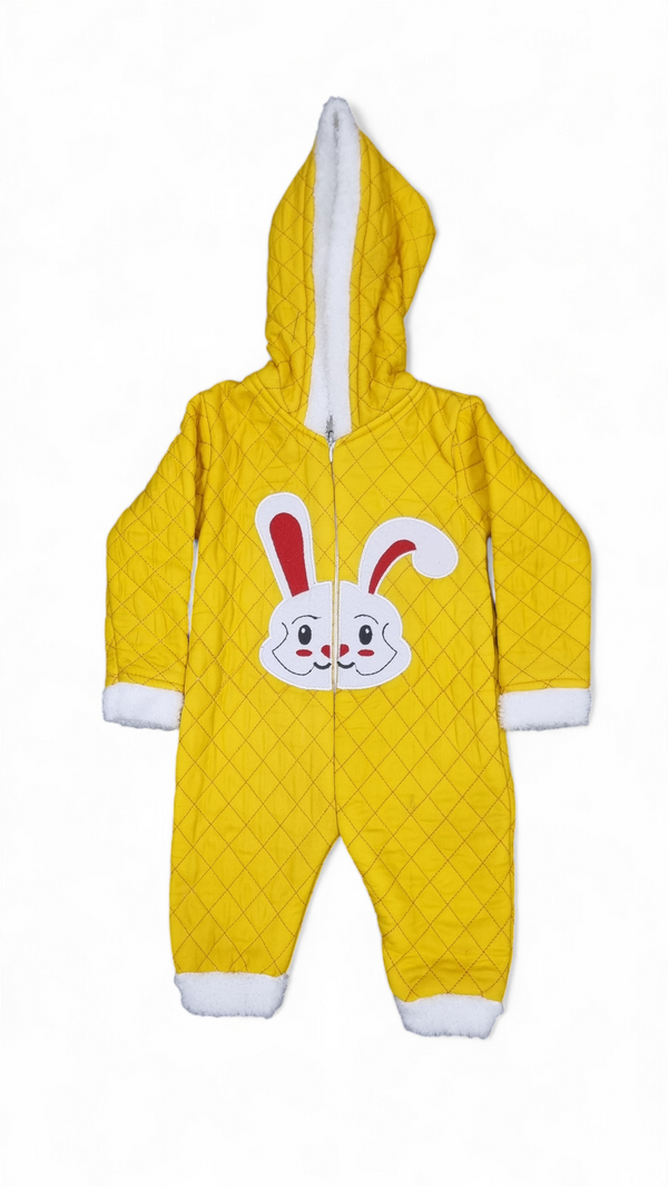 Warm Bunny Quilted Yellow Embossed Romper