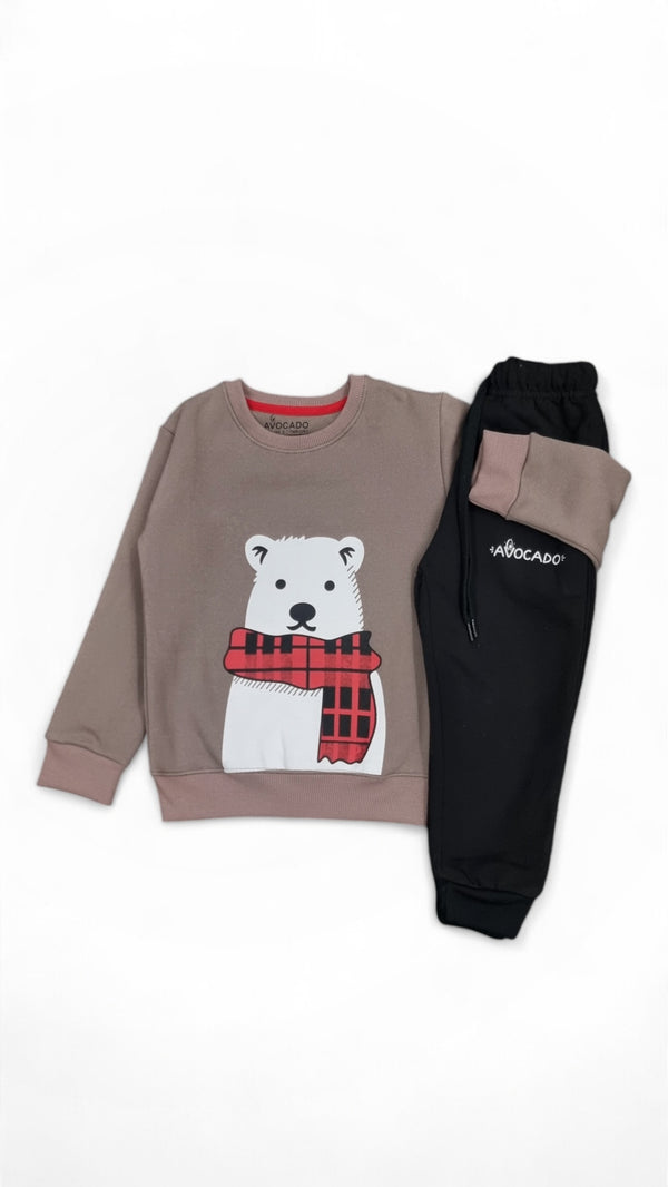 Bear Winter  Charcoal Sweatshirt & Black Premium Fleece Trouser