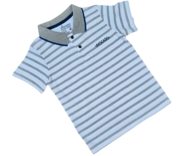 Avocado Grey/White Striped Polo