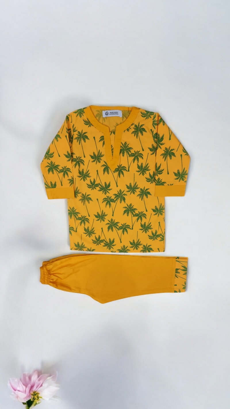 Palm Tree Mustard Cord Set