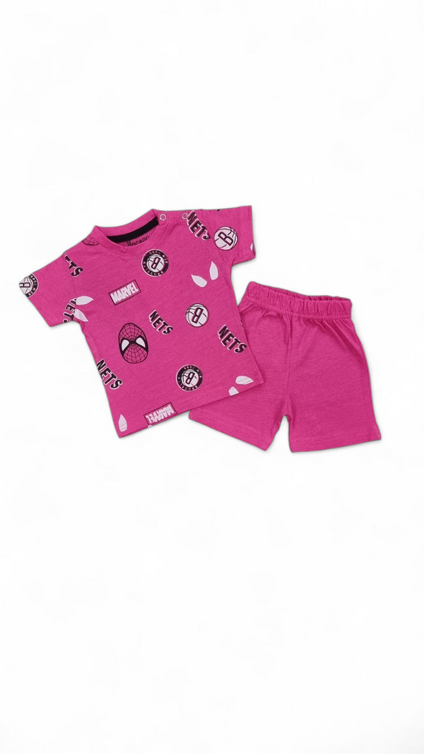 Marvel x Brookly Dark Pink Nets Tee & Short Infant