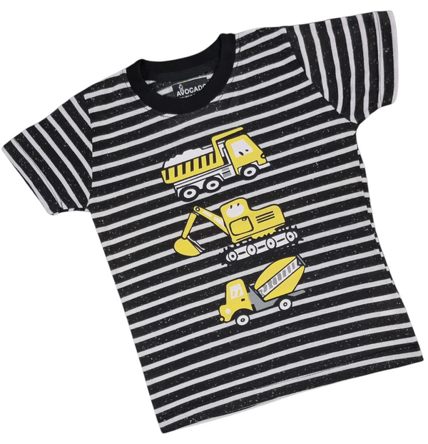 Construction Striped Black Tee