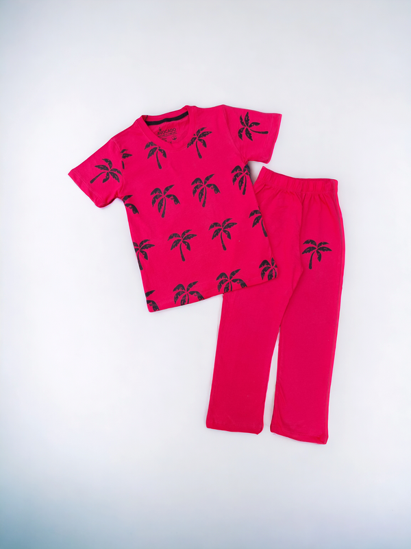 Palm Tree Red T-shirt & Trouser
