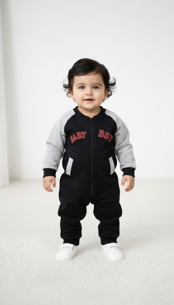 Baby Boy Embossed Fur Romper