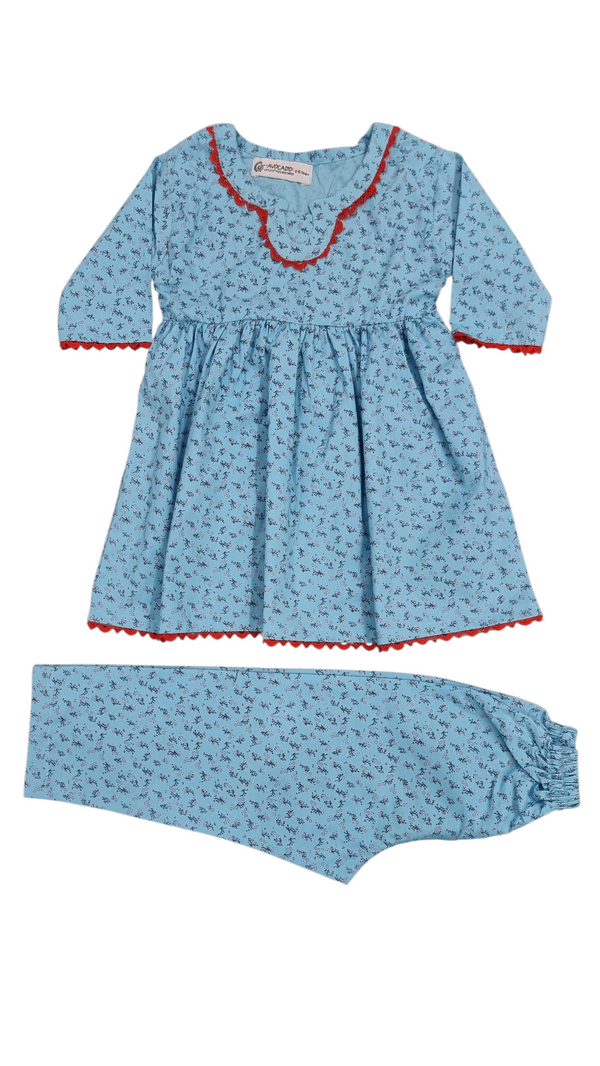 Blue Blossom Frock & Trouser